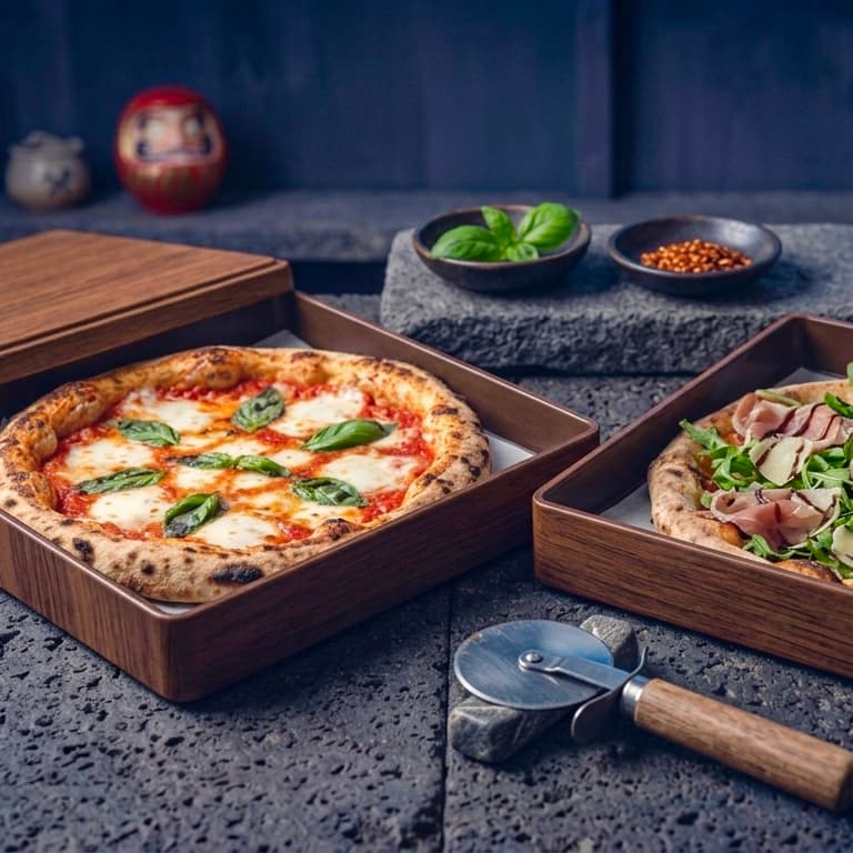 Fresh pizza ready for pickup